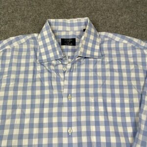 Gitman Bros Shirt Mens 16.5 35 Large Blue Button Up USA Made Gingham Check